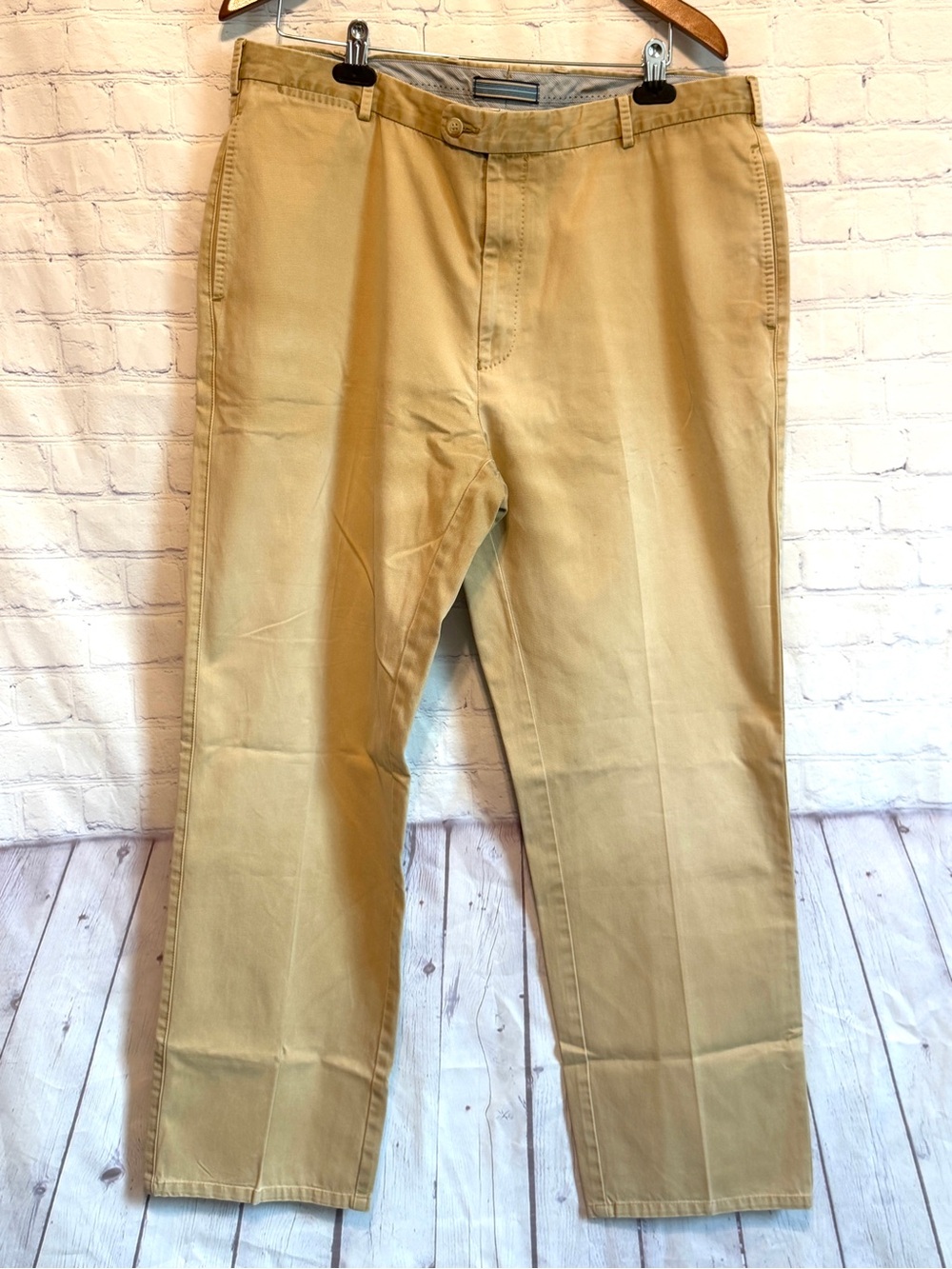 Peter Millar Pima Cotton Chino Pants Mens 38x30 Khaki Tan Flat Front Trousers